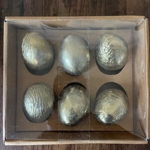 Set of 6 New Elegant Gold Decorative Metal Easter Egg Table Decor bowl filler
